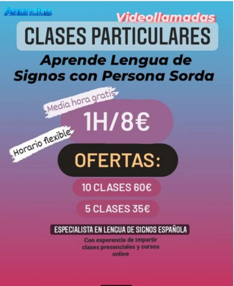 Clases online individuales Lengua de Signos Española