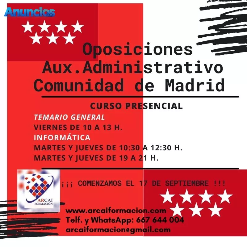 Oposiciones auxiliar administrativo Comunidad de Madrid