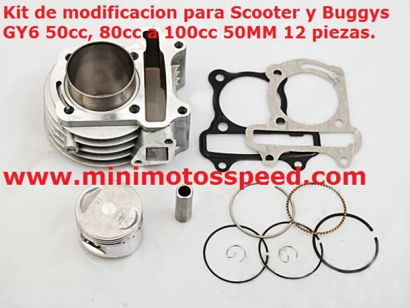 Kit de modificacion para Scooter y Buggys GY6 50cc, 80cc a 100cc 50MM 12 piezas. MOD-433041740